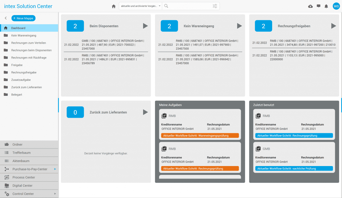 Mit der digitalen Rechnungsprüfung erhalten Sie ein effizienteres Ein- und Verkaufsmanagement. Preview in unser intex solution center