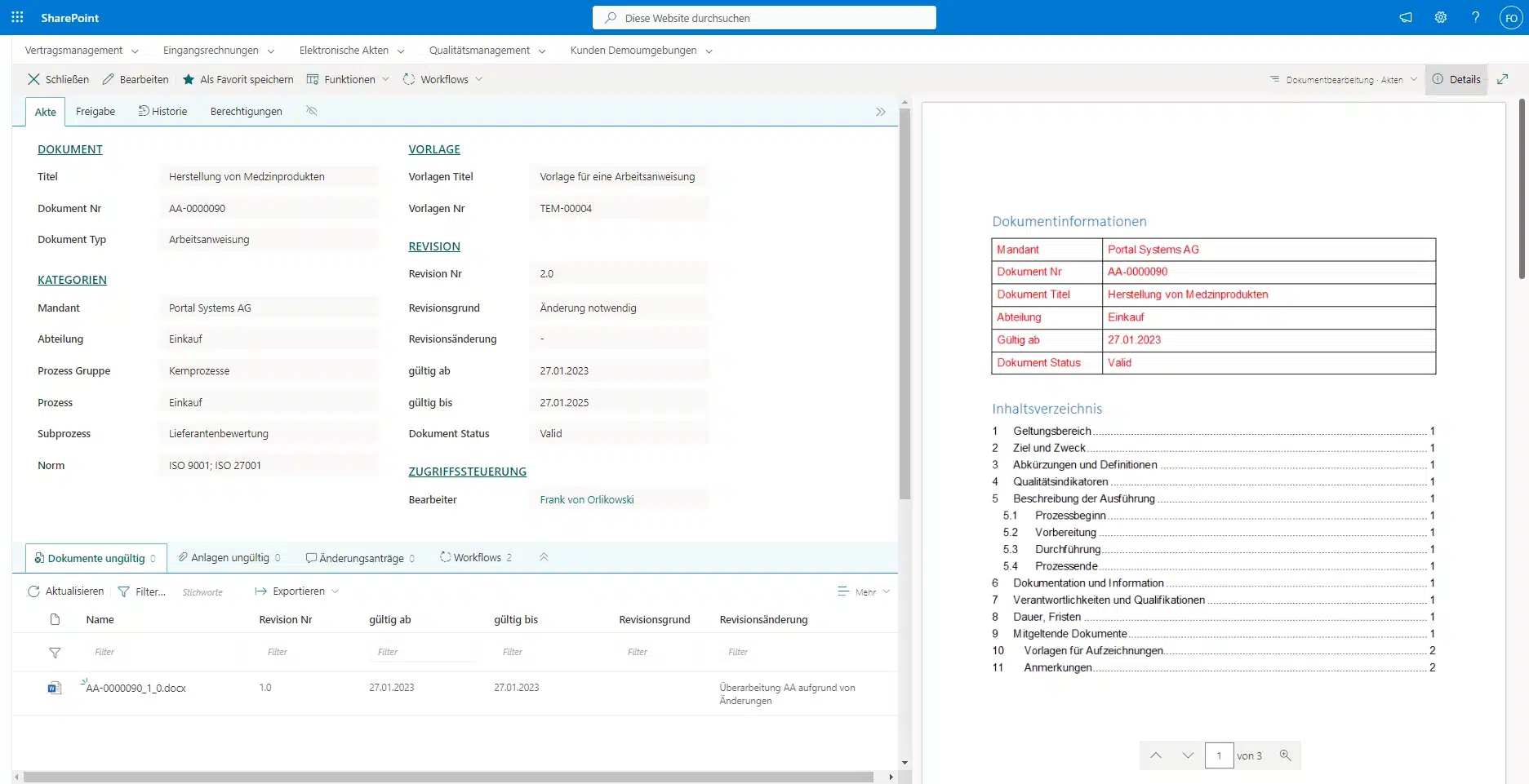 Alle QM Dokumente auf einen Blick, übersichtlich verwaltet