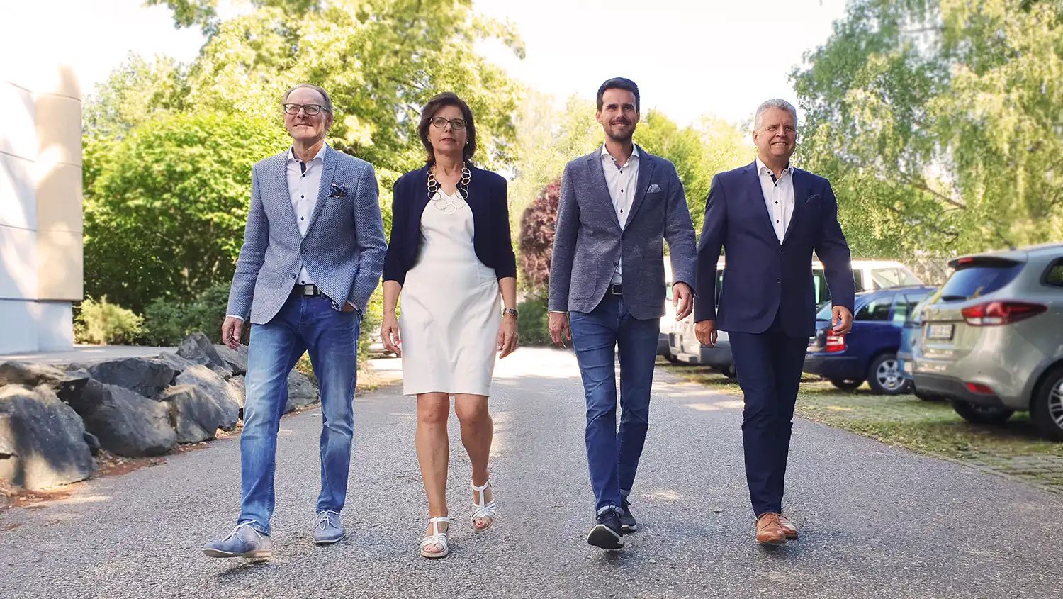 intex Geschäftsleitung, Gesellschafter und Nachfolge (v.l.n.r. Dieter Nassler, Anita Nassler, David Nassler, Jürgen Ehard)