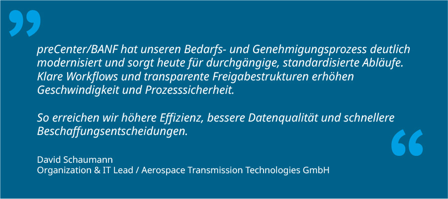 preCenter Kundenstimme Aerospace Schaumann